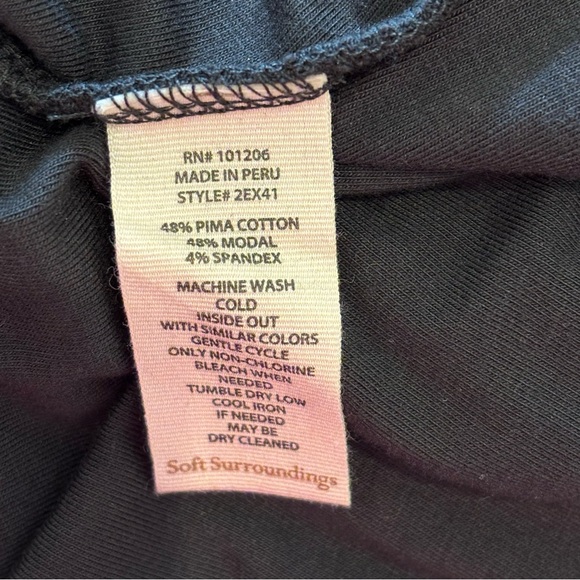 NWT Soft Surroundings Women's Elegant Black Drape Blouse SZ XL 3/4 Sleeve - Picture 8 of 8